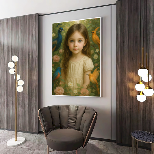 Quadro Menina Campo Animais