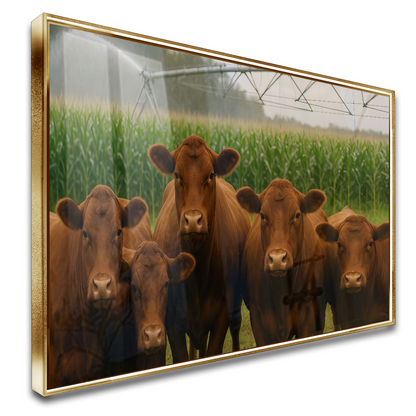 Quadro Gado Red Pastando Pivo Lavoura De Milho