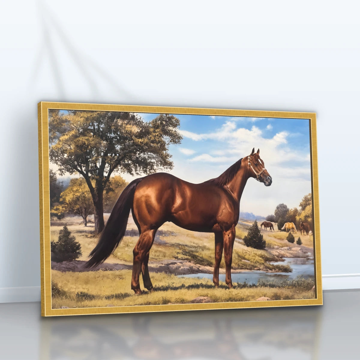 Quadro Sala Cavalo Marrom Rural