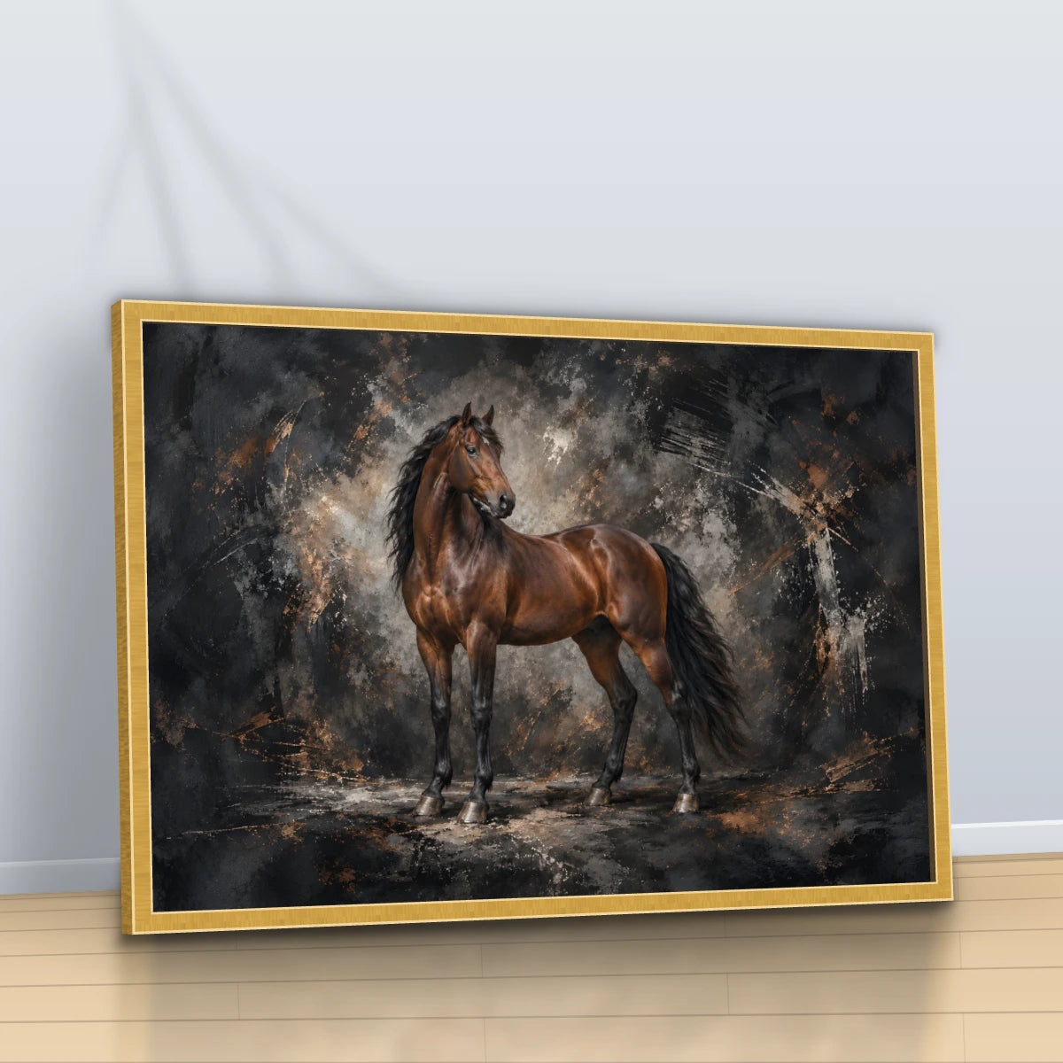 Quadro Sala Cavalo Marrom Luxury