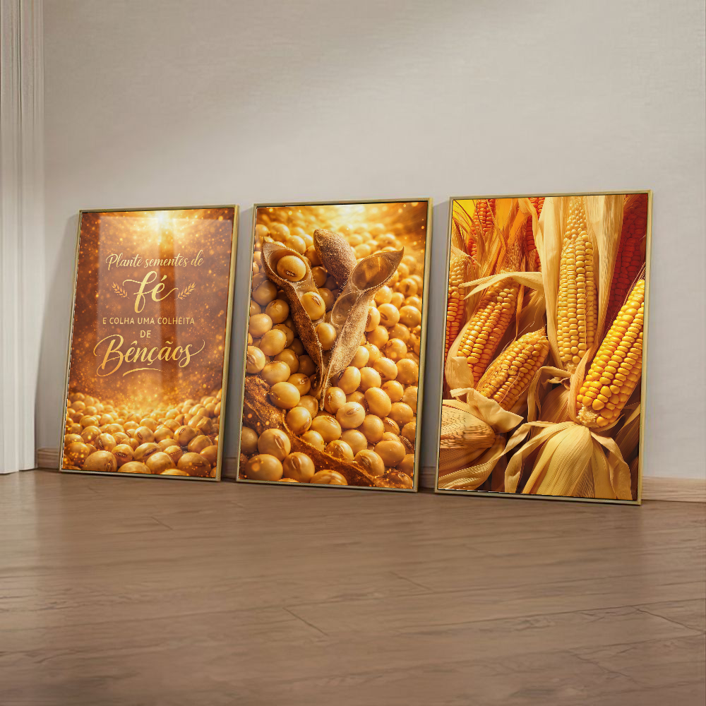 Quadro Trio Espigas De Milho Maduras