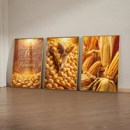 Quadro Trio Espigas De Milho Maduras