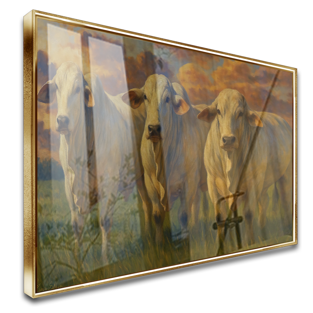 Quadro Gado No Pasto Estilo Pintura