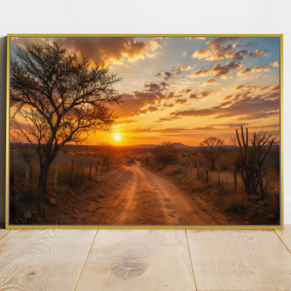 Quadro Estrada Pôr do Sol Rural