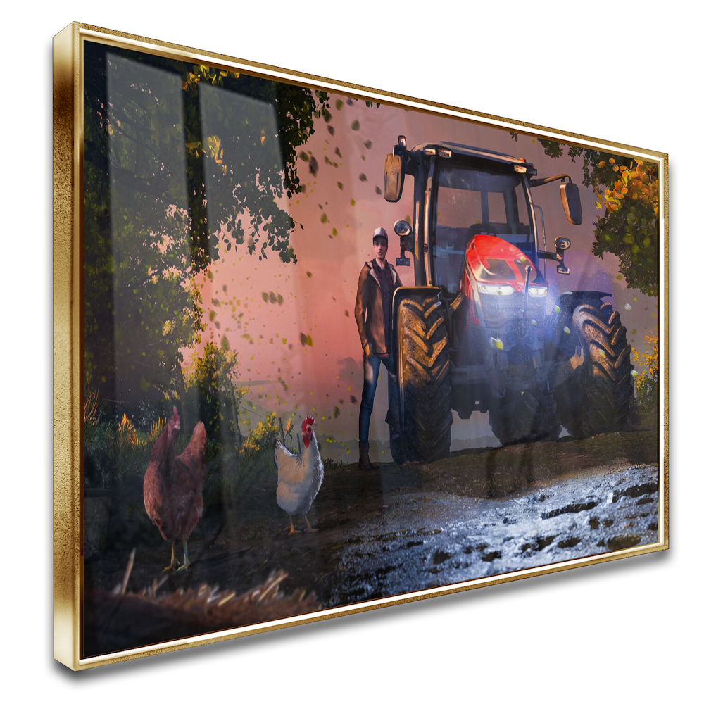 Quadro Fazenda Trator E Jovem Game