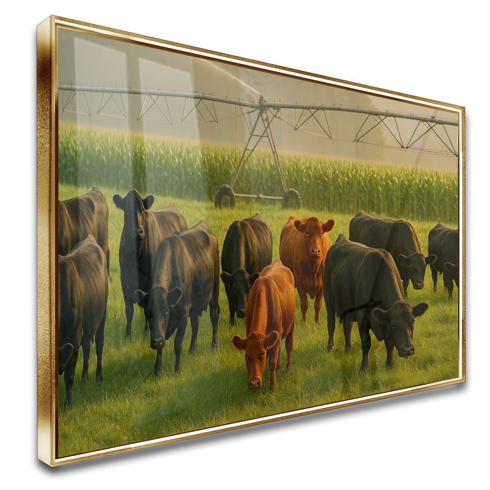 Quadro Gado Pastando Pivo E Irrigação