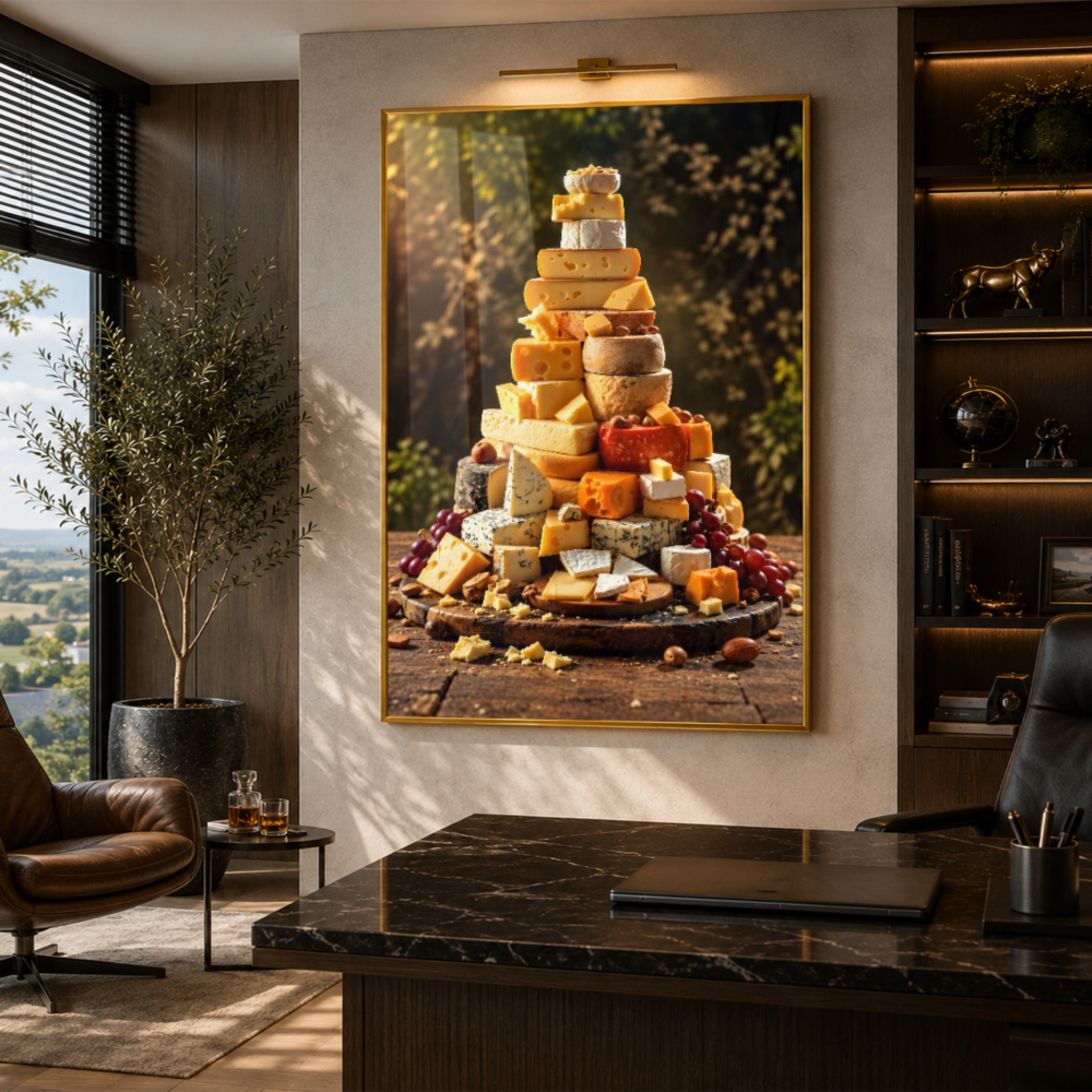 Quadro Cozinha Torre de Queijos Gold