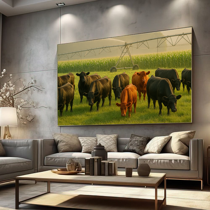 Quadro Gado Pastando Pivo E Irrigação