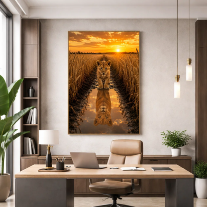 Quadro Sala Leão Pôr do Sol