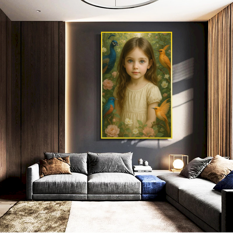 Quadro Menina Campo Animais