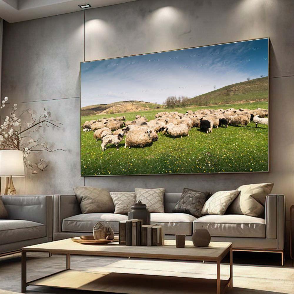 Quadro Rebanho De Ovelhas No Campo