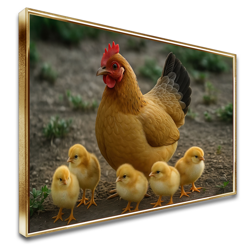 Quadro Galinha Caipira E Pintinhos