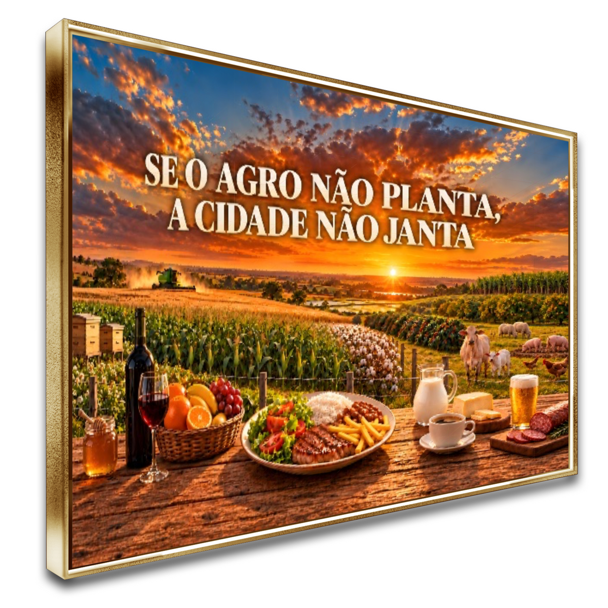 Quadro Cozinha Frase Agro Pôr do Sol