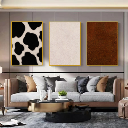 Quadros Trio Textura Vaca Holandesa, Boi Nelore e Red Angus