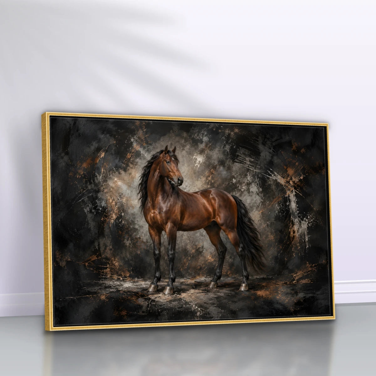 Quadro Sala Cavalo Marrom Luxury