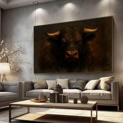 Quadro Escritório Touro Dark Realista