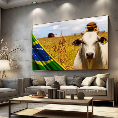 Quadro Lavoura, Gado, Maquinas E Bandeira Nacional