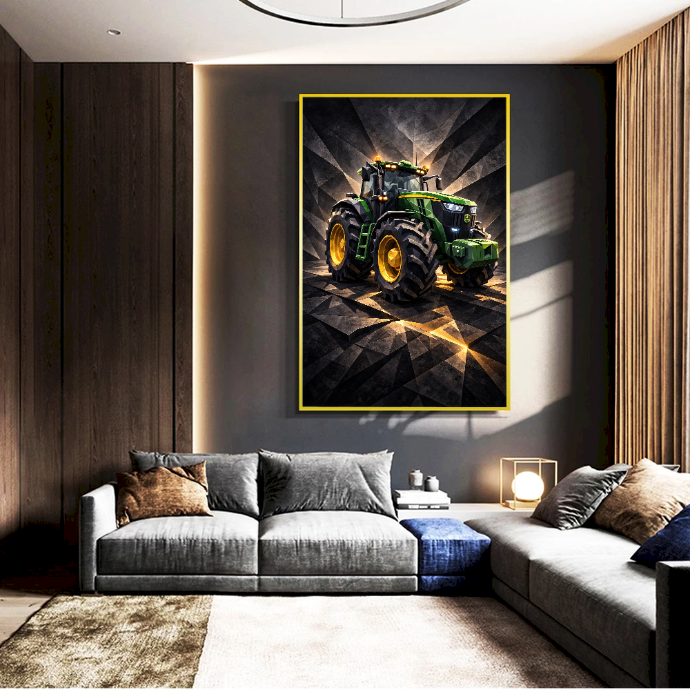 Quadro Trator Moderno Estilo Low Poly