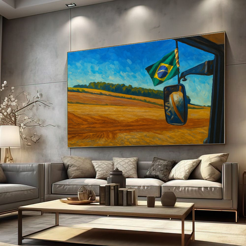 Quadro Visão Do Piloto De Trator Na Lavoura
