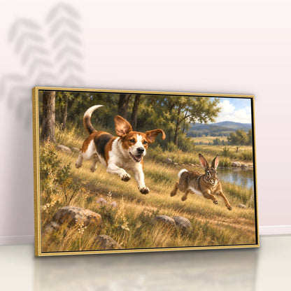 Quadro Sala Cachorro e Lebre Rural