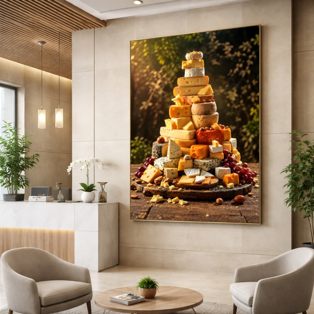 Quadro Cozinha Torre de Queijos Gold