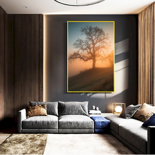 Quadro Arvore E Pôr Do Sol