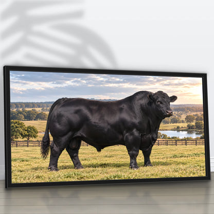 Quadro Escritório Touro Angus Preto