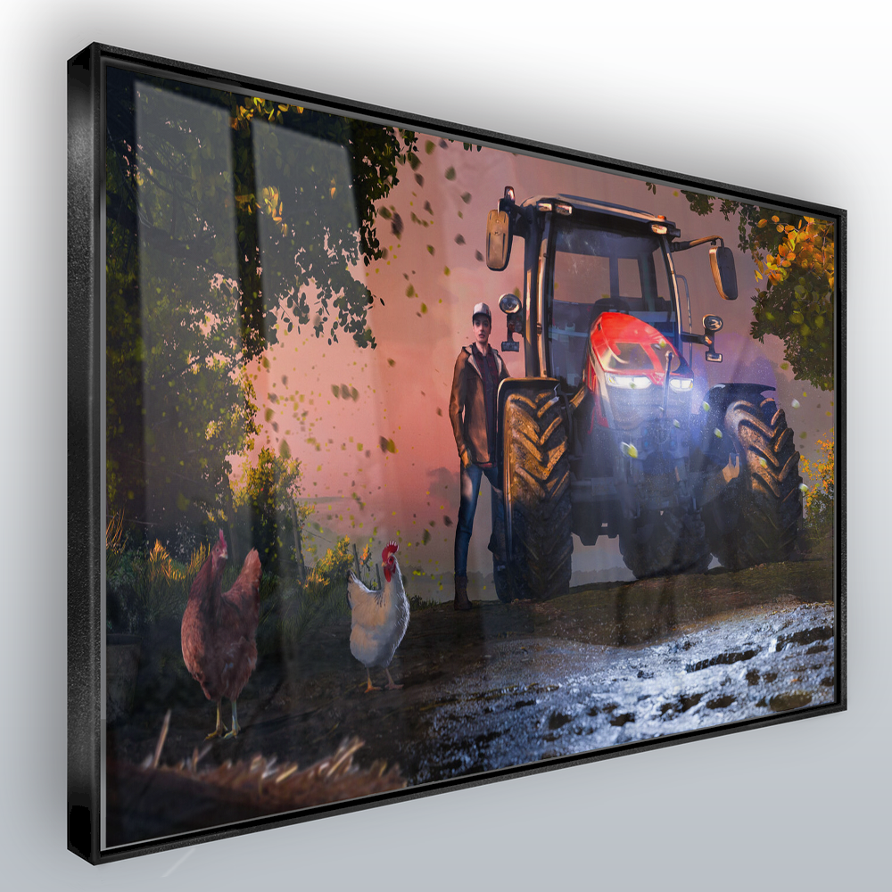 Quadro Fazenda Trator E Jovem Game