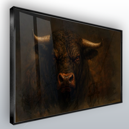 Quadro Escritório Touro Dark Realista