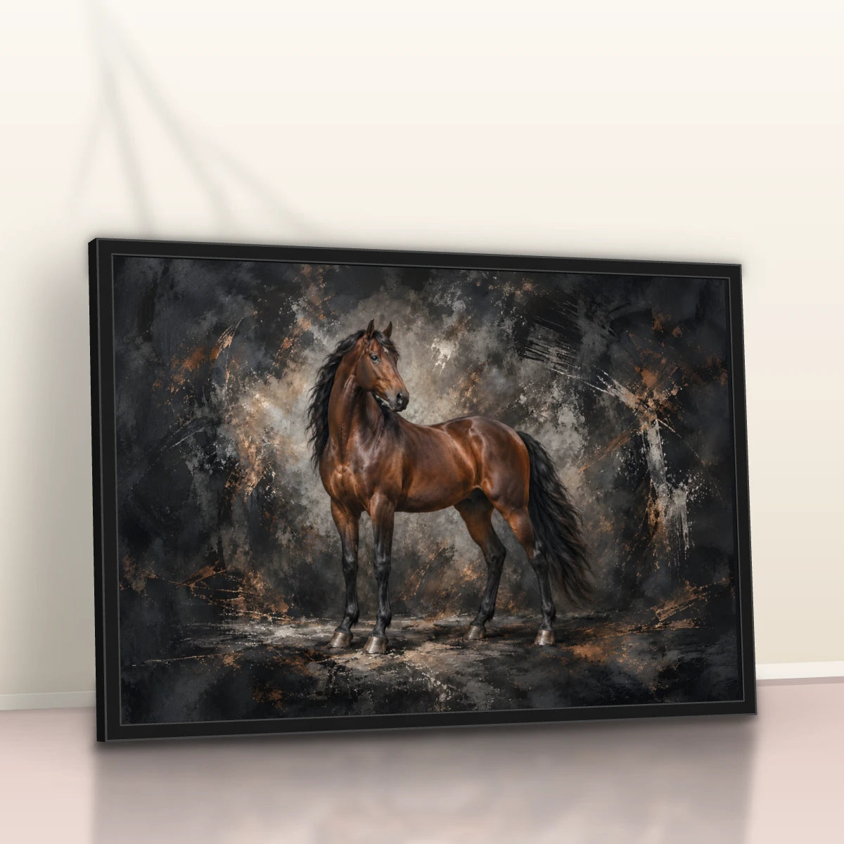 Quadro Sala Cavalo Marrom Luxury