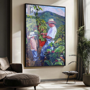 Quadro Pai E Filho Colhendo Café