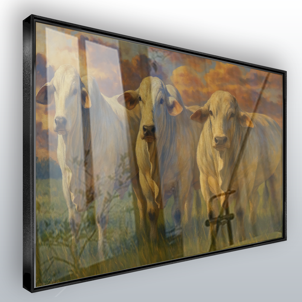 Quadro Gado No Pasto Estilo Pintura