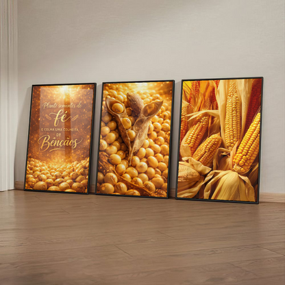 Quadro Trio Espigas De Milho Maduras