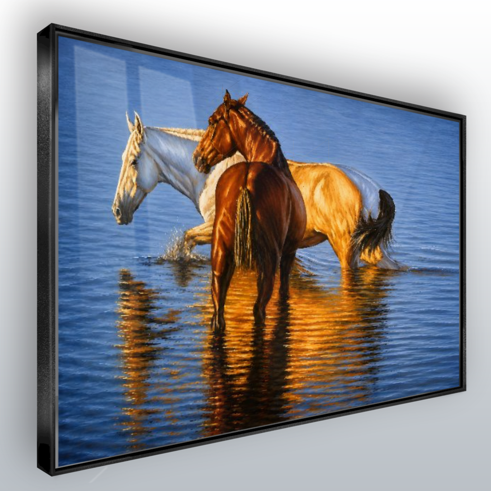 Quadro Sala Cavalos no Lago Dourado