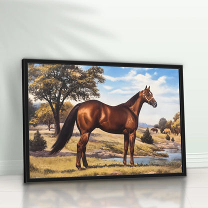 Quadro Sala Cavalo Marrom Rural