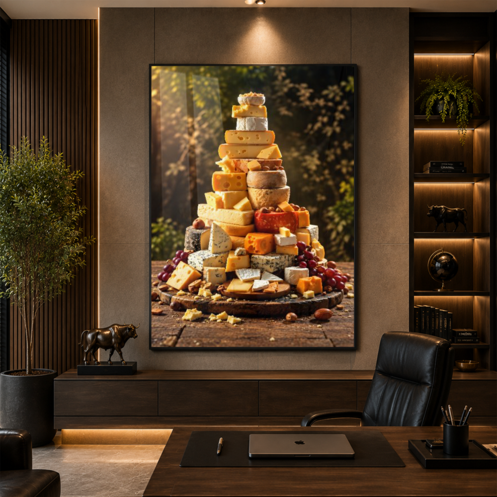 Quadro Cozinha Torre de Queijos Gold