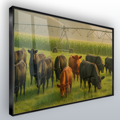 Quadro Gado Pastando Pivo E Irrigação