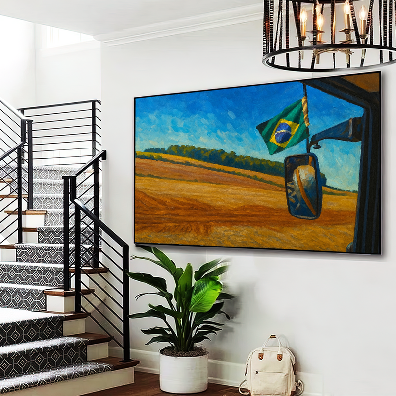 Quadro Visão Do Piloto De Trator Na Lavoura
