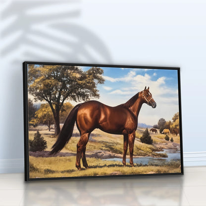 Quadro Sala Cavalo Marrom Rural