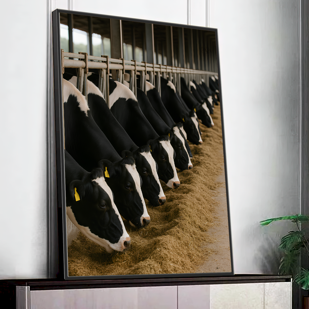 Quadro de vacas holandesas em confinamento – Agro Quadros