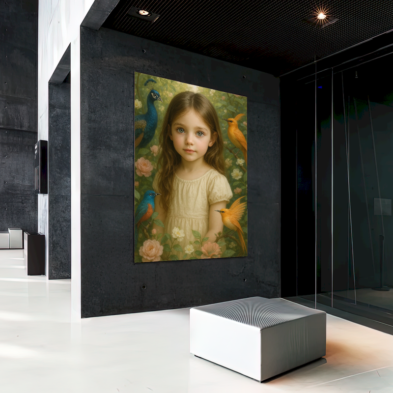 Quadro Menina Campo Animais