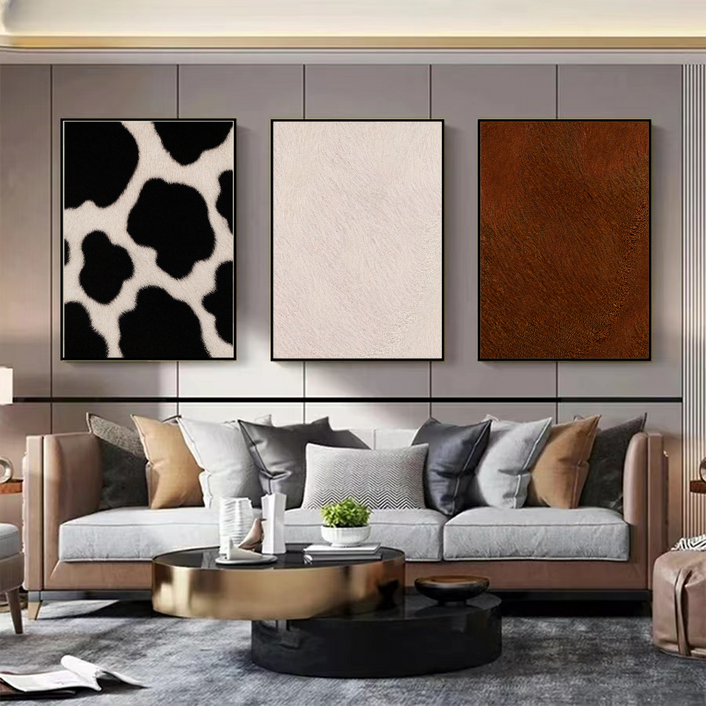 Quadros Trio Textura Vaca Holandesa, Boi Nelore e Red Angus