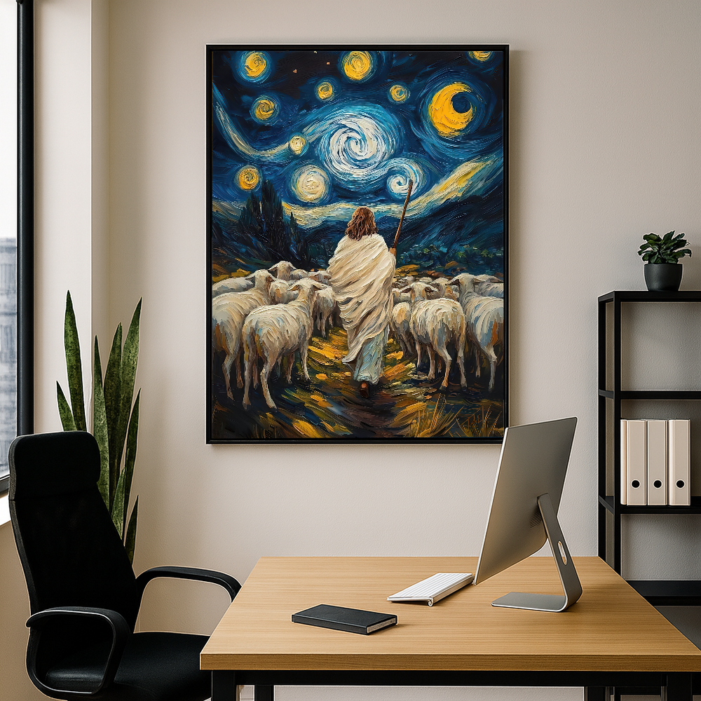 Quadro Jesus Pastor Estilo Pintura