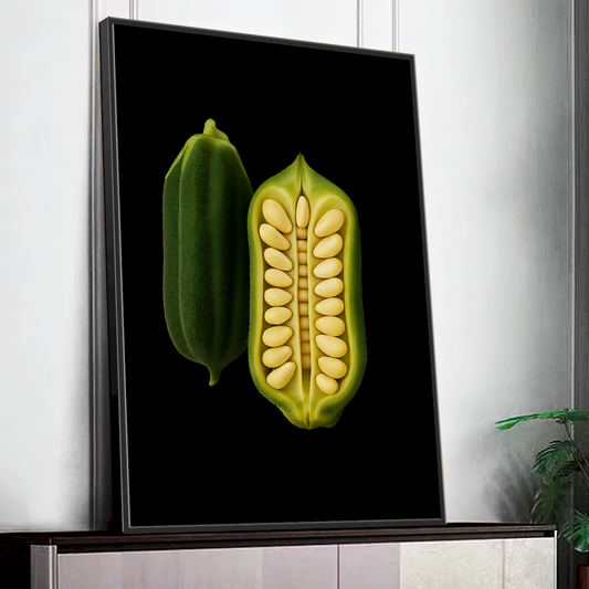 Quadro gergelim minimalista com fundo black – Arte premium do agronegócio