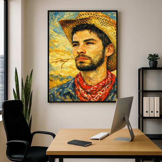 Quadro Agricultor Efeito Pintura Van Gogh