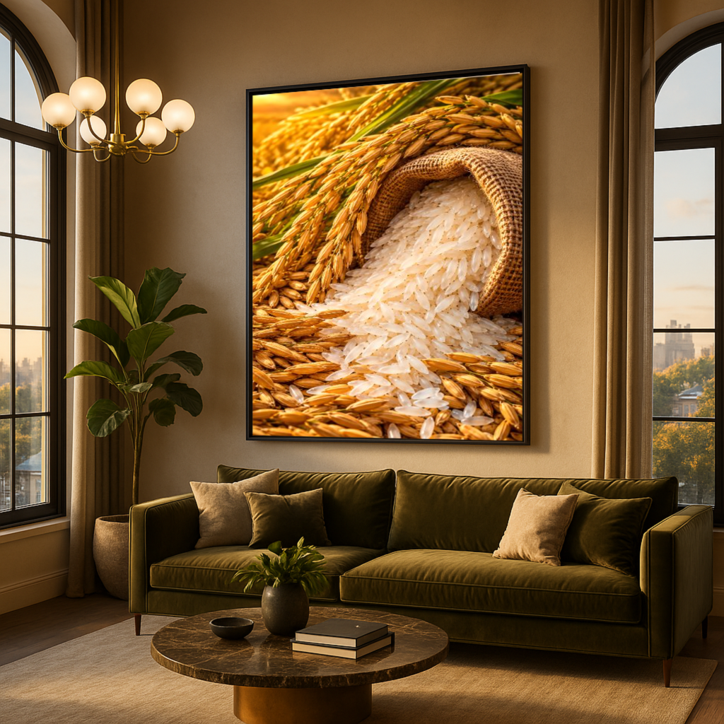 Quadro Cozinha Arroz Colheita Dourada