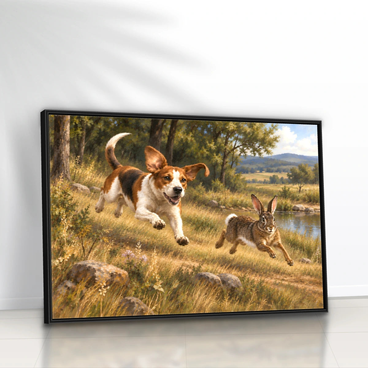 Quadro Sala Cachorro e Lebre Rural