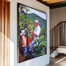 Quadro Pai E Filho Colhendo Café