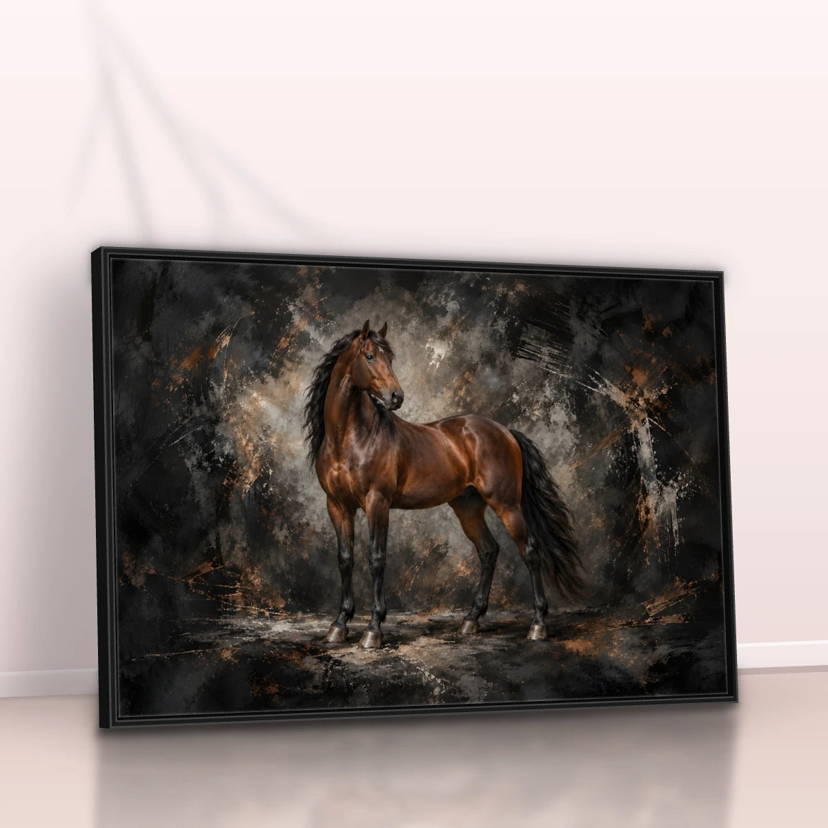 Quadro Sala Cavalo Marrom Luxury