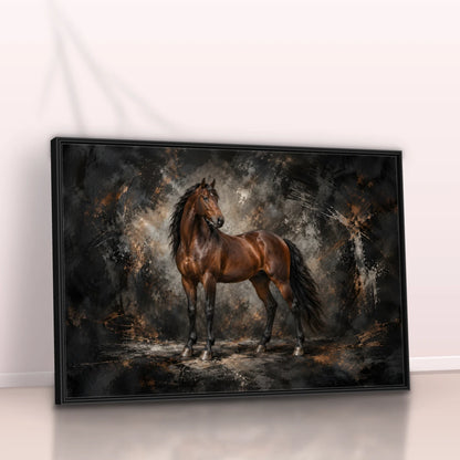 Quadro Sala Cavalo Marrom Luxury